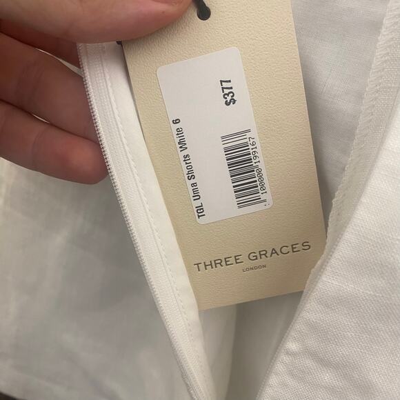 Three Graces Women's Linen Shorts White size 6 UMA European Linen White $377 NWT - Picture 6 of 14